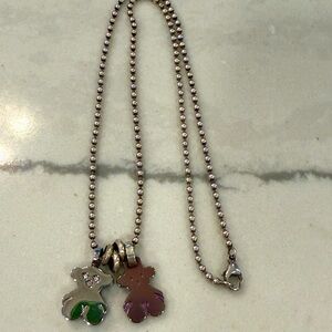 TOUS Double Teddy Bear Silver Necklace